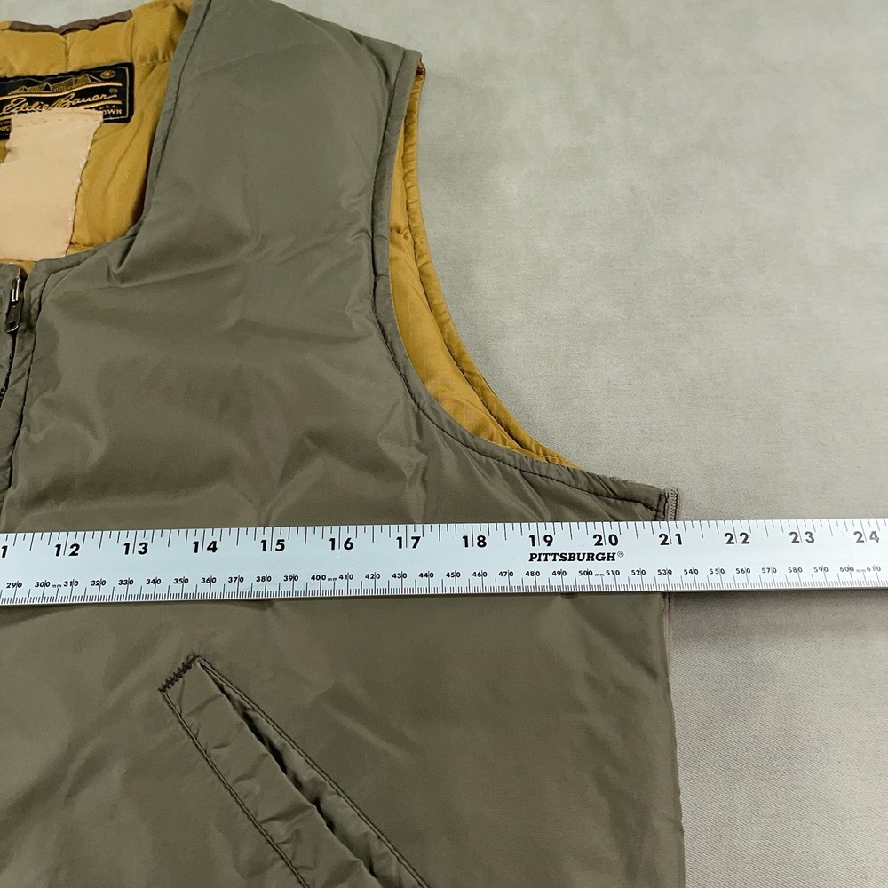 Vintage 1960s Eddie Bauer Goose Down Vest Olive Green Talon Zipper Gusset - Picture 8 of 14